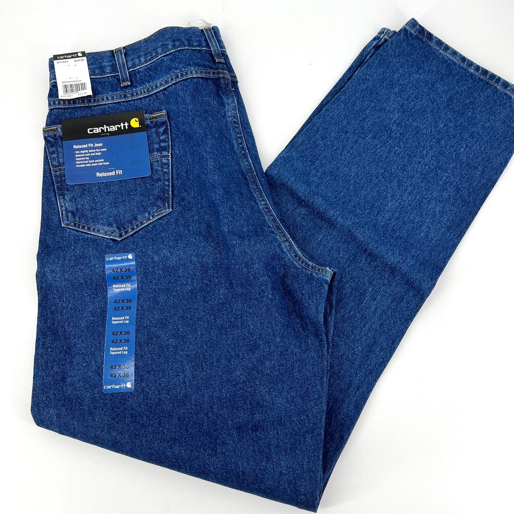 Carhartt Mens Relaxed Fit Jeans Style No. B17 DST Tapered Leg Size 42 x 36 NEW